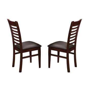 7712-BR BROWN Wooden Ladder Back Dining Chair w/ MDF Seat