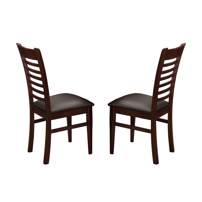 7712-BR BROWN Wooden Ladder Back Dining Chair w/ MDF Seat