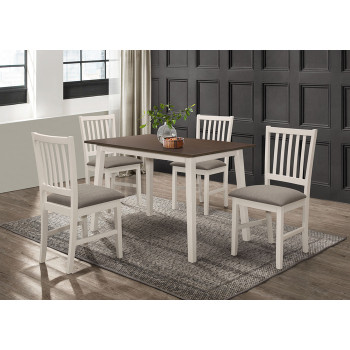 7809-5PC 5PC 2-TONE Wooden Dining Table Set w/ MDF Top
