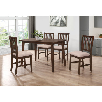 7807-5PC 5PC WALNUT Wooden Dining Table Set w/ MDF Top