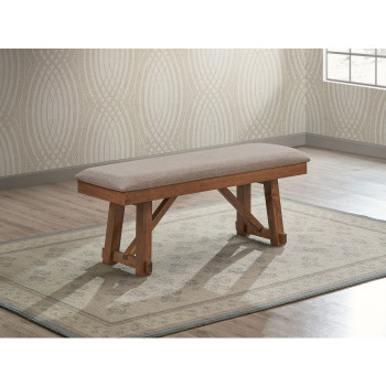 7705-BENCH BROWN Wooden Dining Bench w/ Cushion