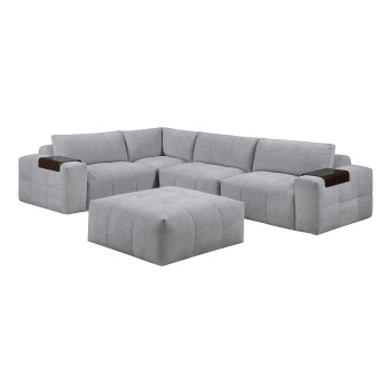 9155GY*51L1ROT 5-Piece Modular Sectional with Ottoman