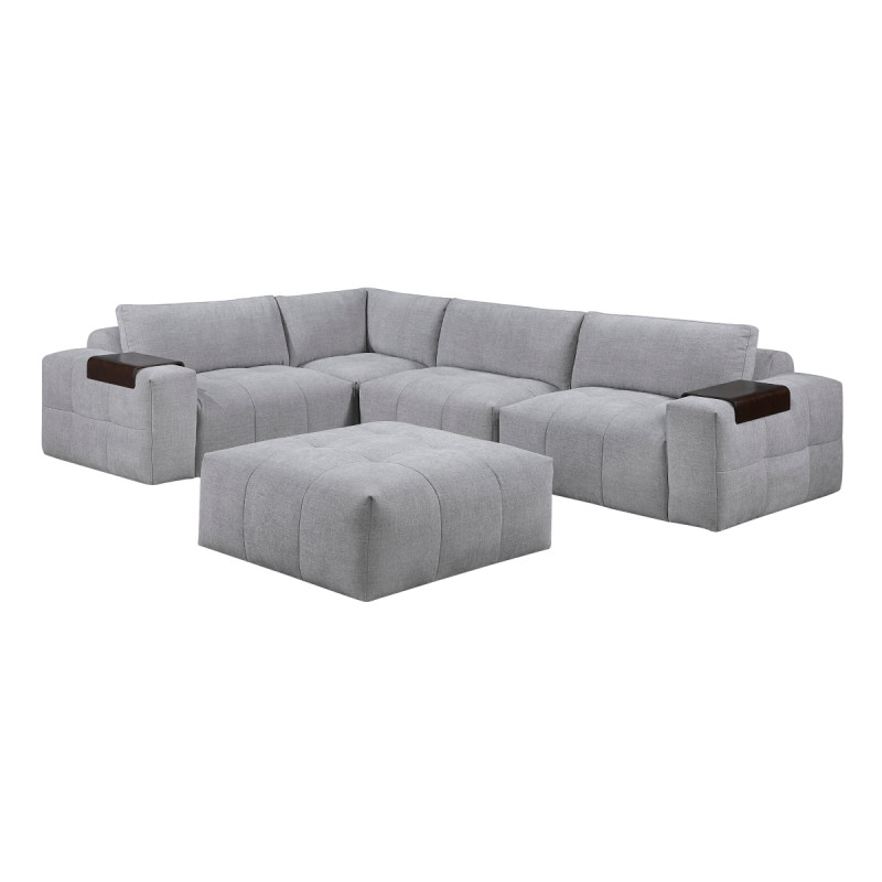 9155GY*51L1ROT 5-Piece Modular Sectional with Ottoman