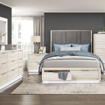 2391K-1EK*4 4PC SETS Eastern King Platform Bed with Footboard Storage