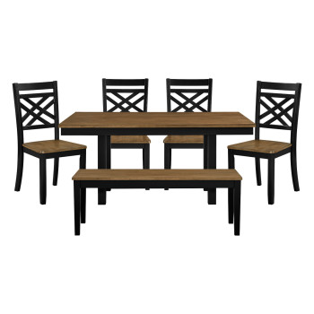 6022-65*6 6PC SETS Dining Table + 4 Side Chair + Bench