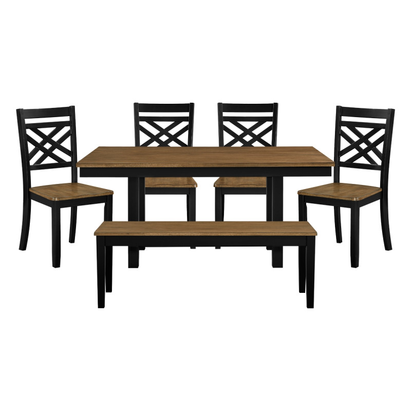 6022-65*6 6PC SETS Dining Table + 4 Side Chair + Bench