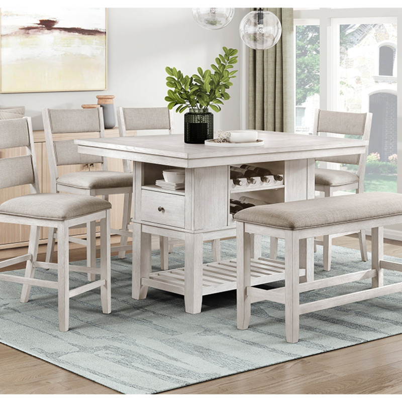 5982-36*6 6PC SETS Counter Height Table + 4 Chairs + Bench
