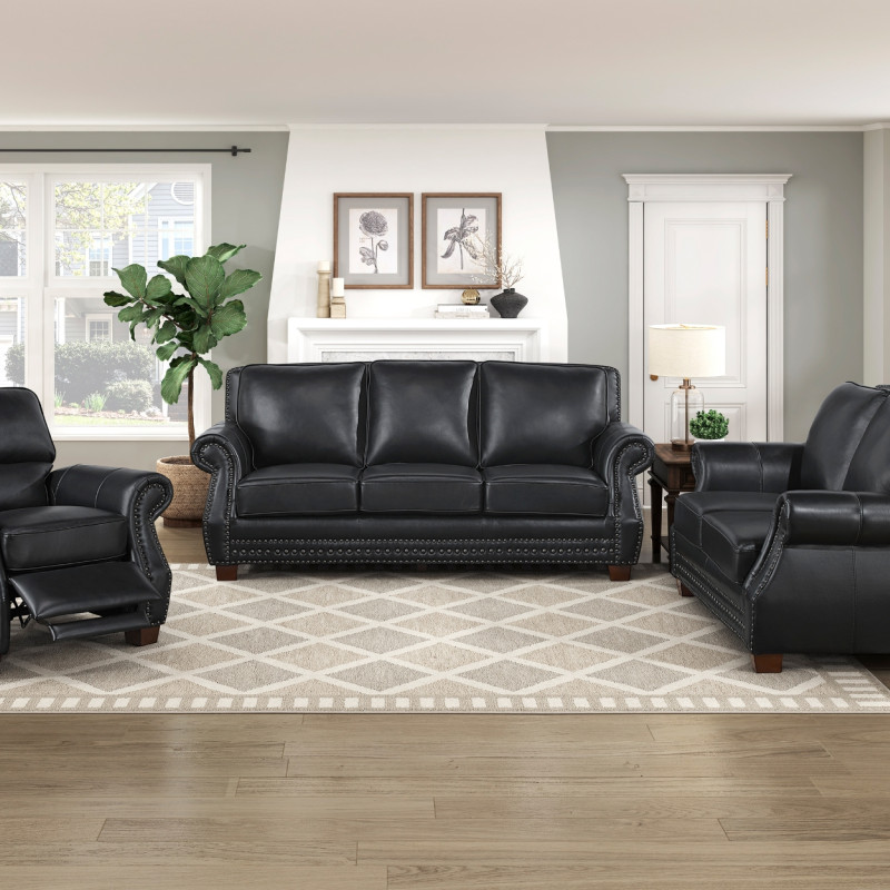 8448BLK*3 3PC SETS Sofa + Love Seat + Chair
