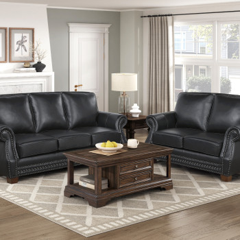 8448BLK*2 2PC SETS Sofa + Love Seat