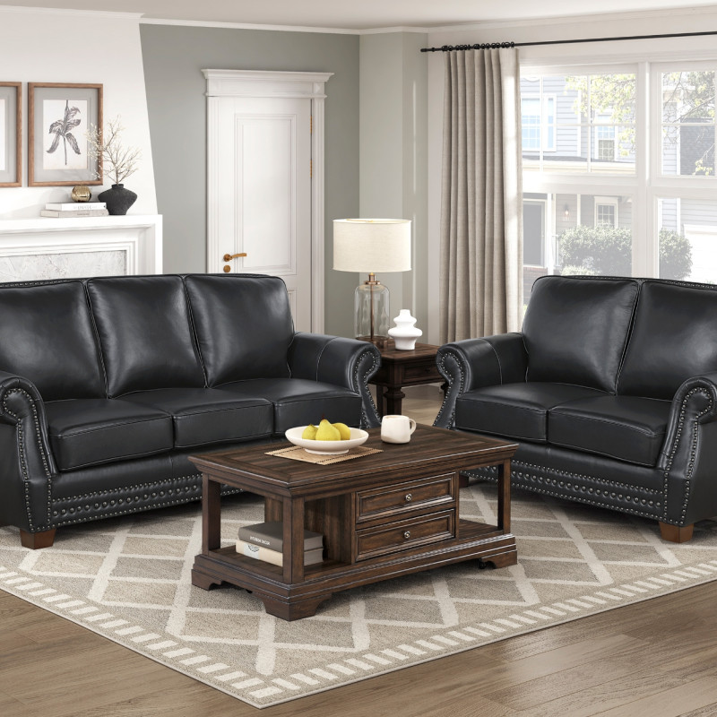 8448BLK*2 2PC SETS Sofa + Love Seat