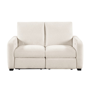 8479BEG-2PW Power Double Reclining Love Seat with USB Charging Ports