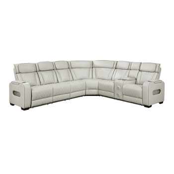 9516TPES*33L2RCNPWH 3-Piece Power Reclining Sectional with Right Side Console, Drop-Down Cup Holders, Power Headrests, Storage Arms(Top and Side), Cup holders, Reading Lights, Charging Ports, Wireless speakers, Two Wireless Chargers, and LED lighting