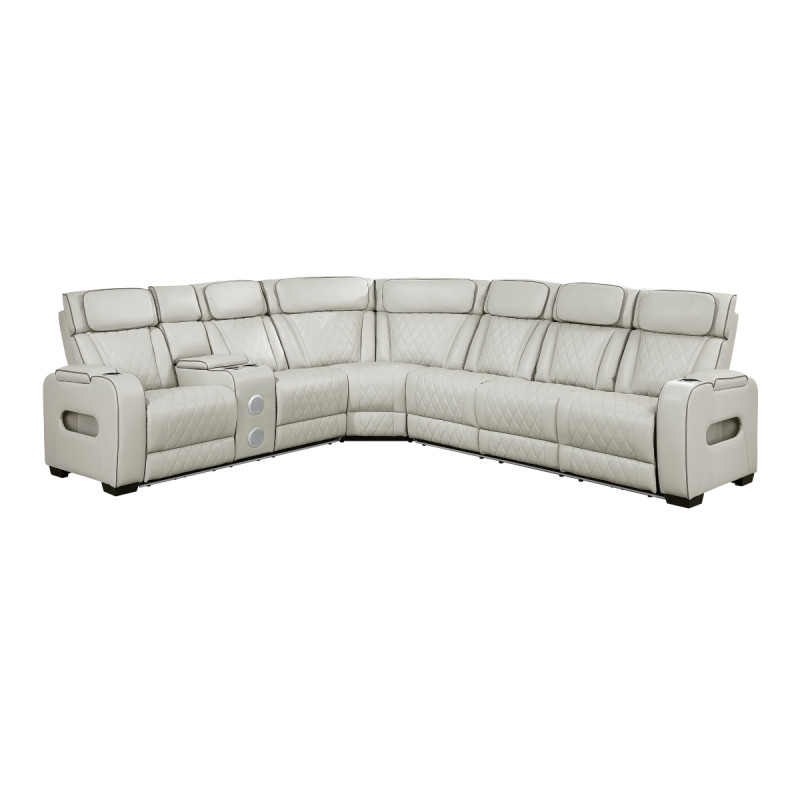 9516TPES*32LCN3RPWH 3-Piece Power Reclining Sectional with Left Side Console, Drop-Down Cup Holders, Power Headrests, Storage Arms(Top and Side), Cup holders, Reading Lights, Charging Ports, Wireless speakers, Two Wireless Chargers, and LED lighting