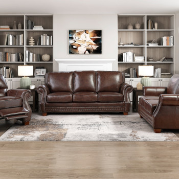 8448BRW*3 3PC SETS Sofa + Love Seat + Chair