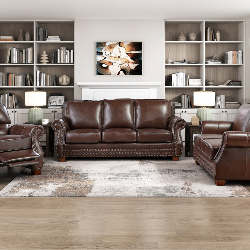 8448BRW*3 3PC SETS Sofa + Love Seat + Chair