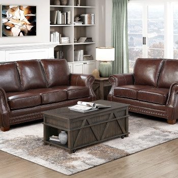 8448BRW*2 2PC SETS Sofa + Love Seat