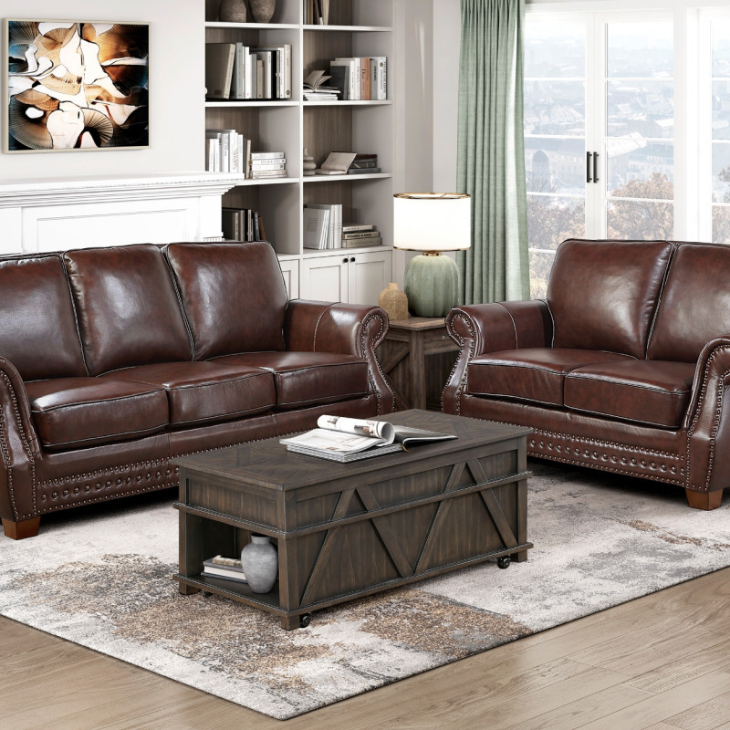 8448BRW*2 2PC SETS Sofa + Love Seat