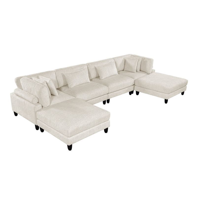 9688NBE*62CR2AC2OT 6-Piece Modular Sectional with Ottomans