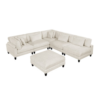 9688NBE*62CR3ACOT 6-Piece Modular Sectional with Ottoman