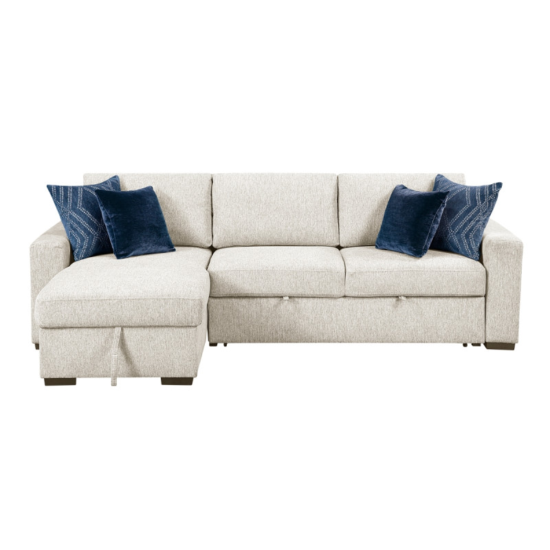 8548BE*3VC2ACLA 2-Piece Sectional with Reversible Chaise, Pull-out Bed and Hidden Storage, Click Motion Back
