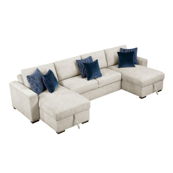 8548BE*42VC2AA 3-Piece Sectional with Reversible Chaises and Hidden Storage