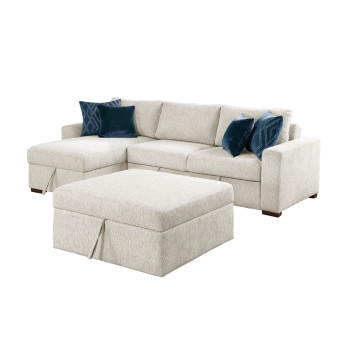8548BE*4VC2ACLAOT 3-Piece Sectional with Reversible Chaise, Pull-out Bed, Hidden Storage and Ottoman, Click Motion Back
