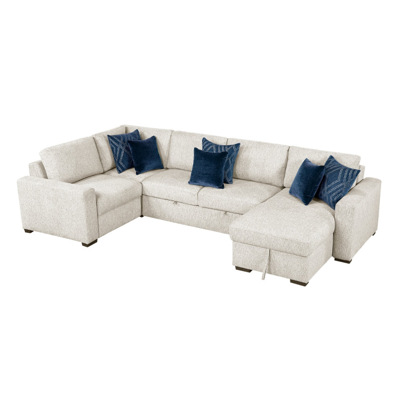 8548BE*5VC2ACLCRACA 4-Piece Sectional with Reversible Chaise, Pull-out Bed and Hidden Storage