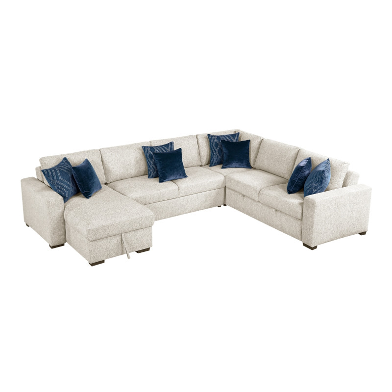 8548BE*5VC2ACR2ACLA 4-Piece Sectional with Reversible Chaise, Pull-out Bed and Hidden Storage