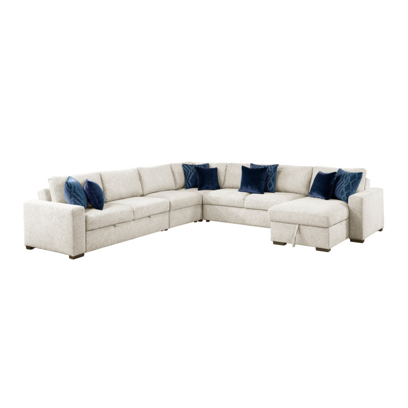 8548BE*6VC2ACR2ACLACA 5-Piece Sectional with Reversible Chaise, Pull-out Bed and Hidden Storage