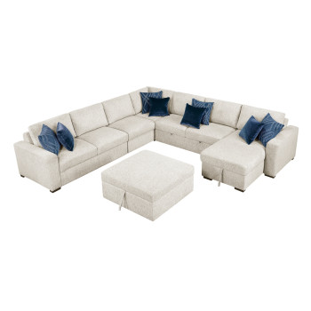 8548BE*7VC2ACR2ACLACAOT 6-Piece Sectional with Reversible Chaise, Pull-out Bed, Hidden Storage and Ottoman