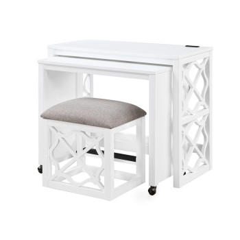4998WHT 3-Piece Pack Desks with Stool Set
