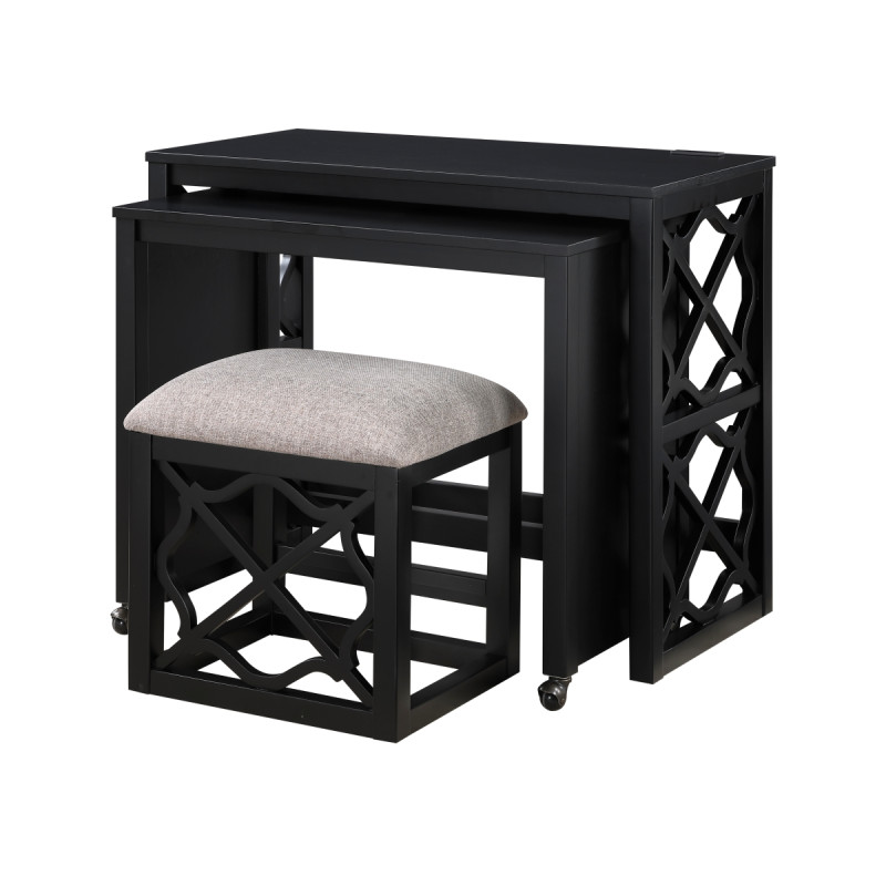 4998BLK 3-Piece Pack Desks with Stool Set