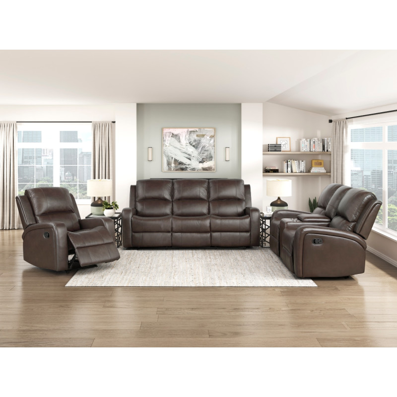 9735BRW*3 3pc Set: Sofa, Love, Chair