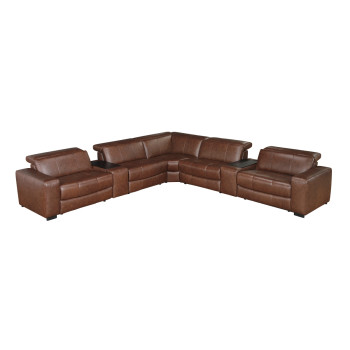 9790BRW*7LRRRPWH 7-Piece Modular Power Reclining Sectional with Power Headrests and Charging Ports