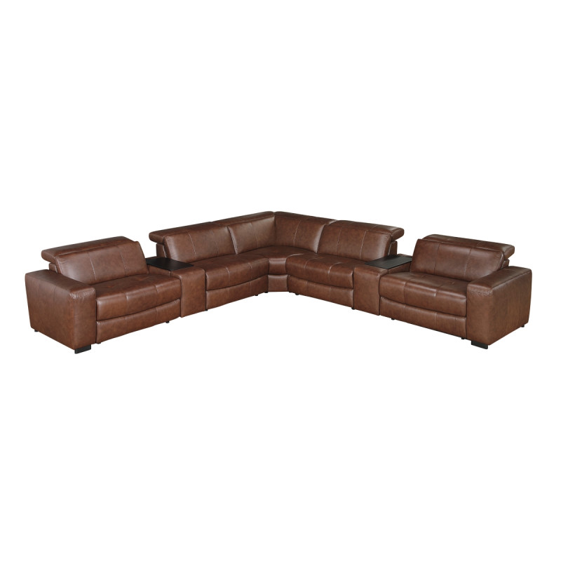 9790BRW*7LRRRPWH 7-Piece Modular Power Reclining Sectional with Power Headrests and Charging Ports
