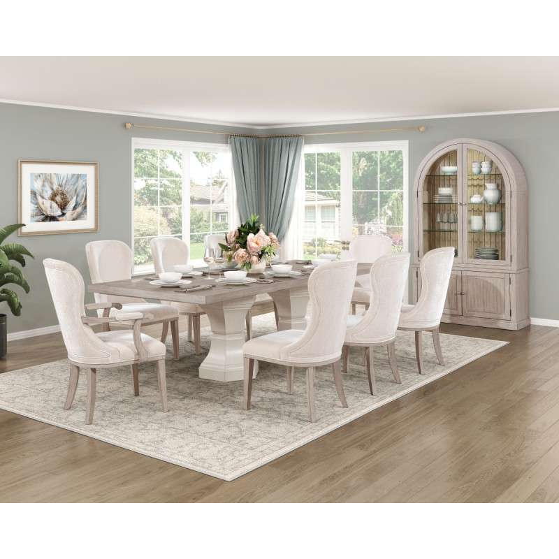 6018-108*9 9PC SETS Dining Table + 6 Side Chairs + 2 Arm Chairs