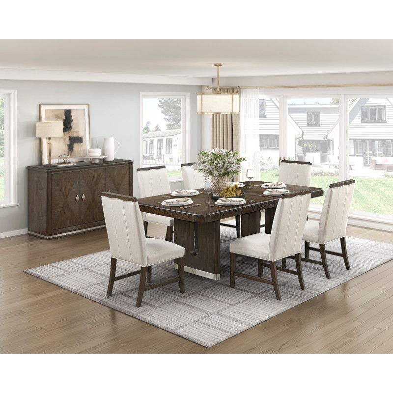 6066-84*7 7PC SETS Dining Table + 6 Side Chairs