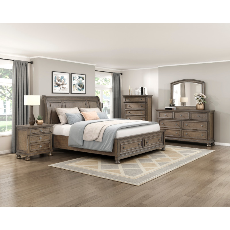 2259BR-1*4 4PC SETS Queen Platform Bed with Footboard Storage