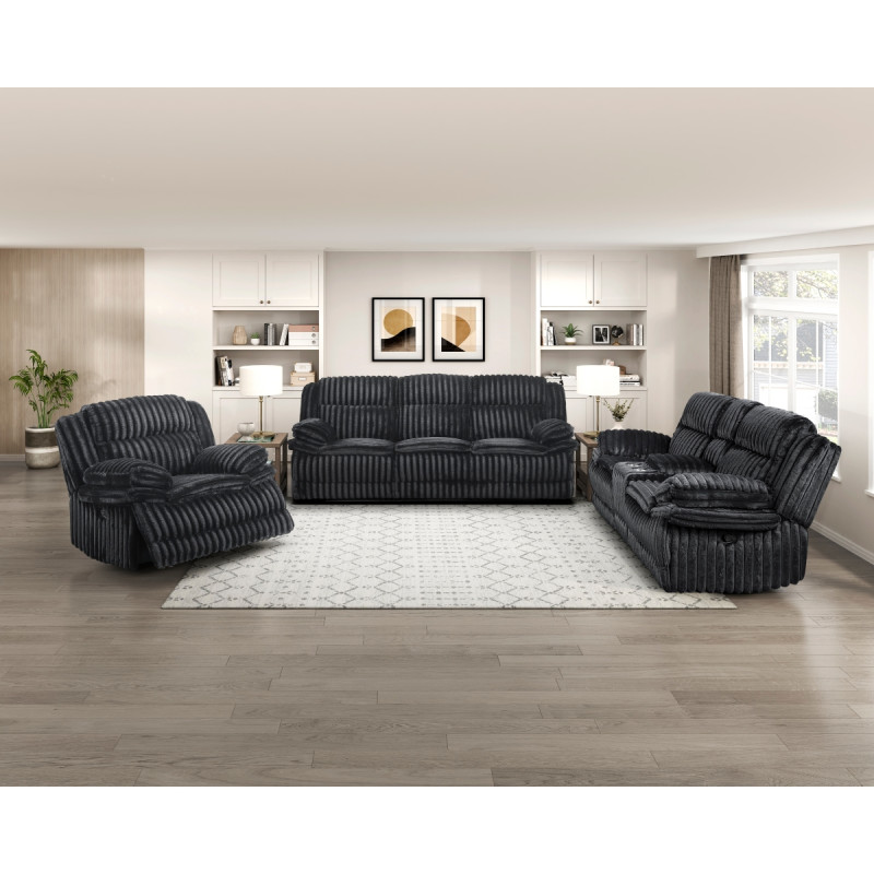 9577BK*3 3PC SETS Double Reclining Sofa + Love Seat + Chair