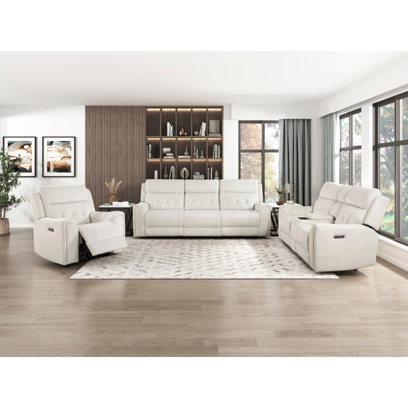 9670BE*3PWH 3PC SETS SOFA + LOVESEAT + CHAIR