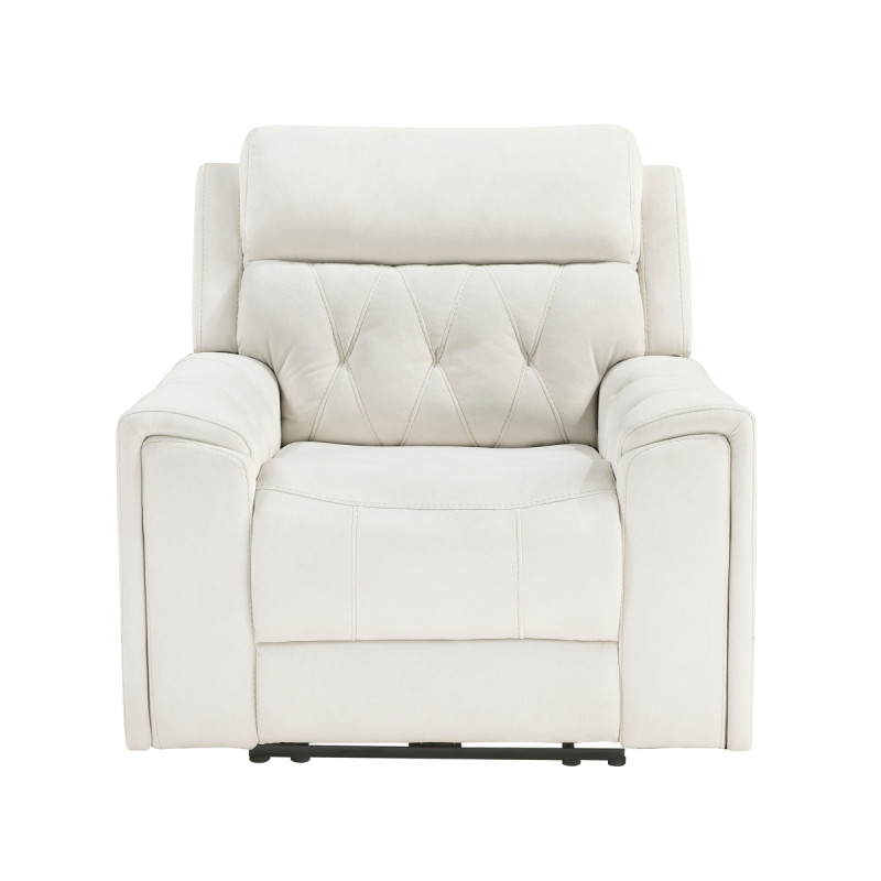 9670BE-1PWH Power Reclining Chair with Power Headrest, Hidden Arms Cup Holders and Charging Ports