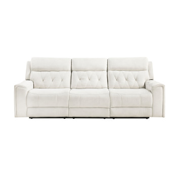9670BE-3PWH Power Double Reclining Sofa with Power Headrests, Hidden Arms Cup Holders and Charging Ports