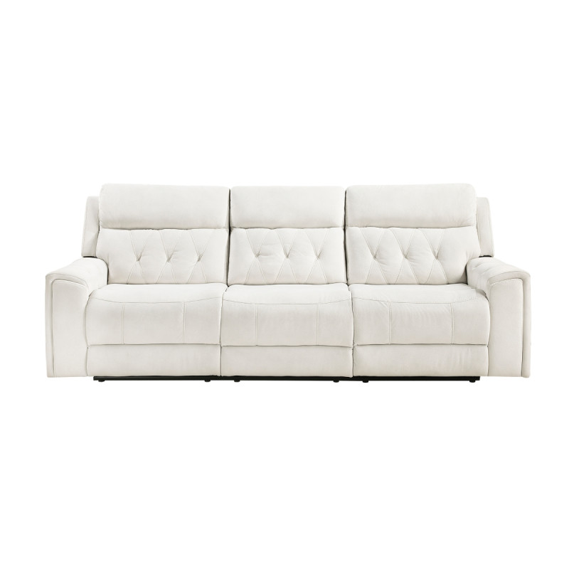 9670BE-3PWH Power Double Reclining Sofa with Power Headrests, Hidden Arms Cup Holders and Charging Ports
