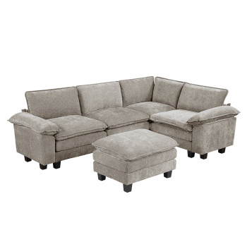 8450PWT*53ACCR 5-Piece Modular Sectional with Ottoman