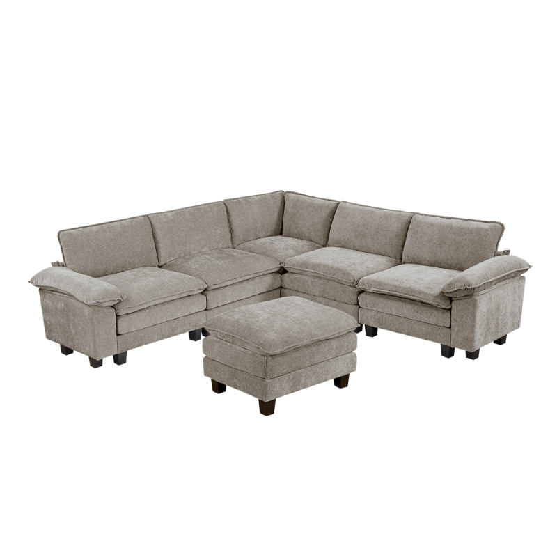 8450PWT*64ACCROT 6-Piece Modular Sectional with Ottoman