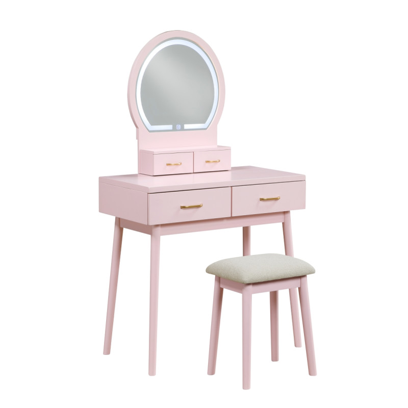 4565PK Vanity Dresser with Mirror and Stool