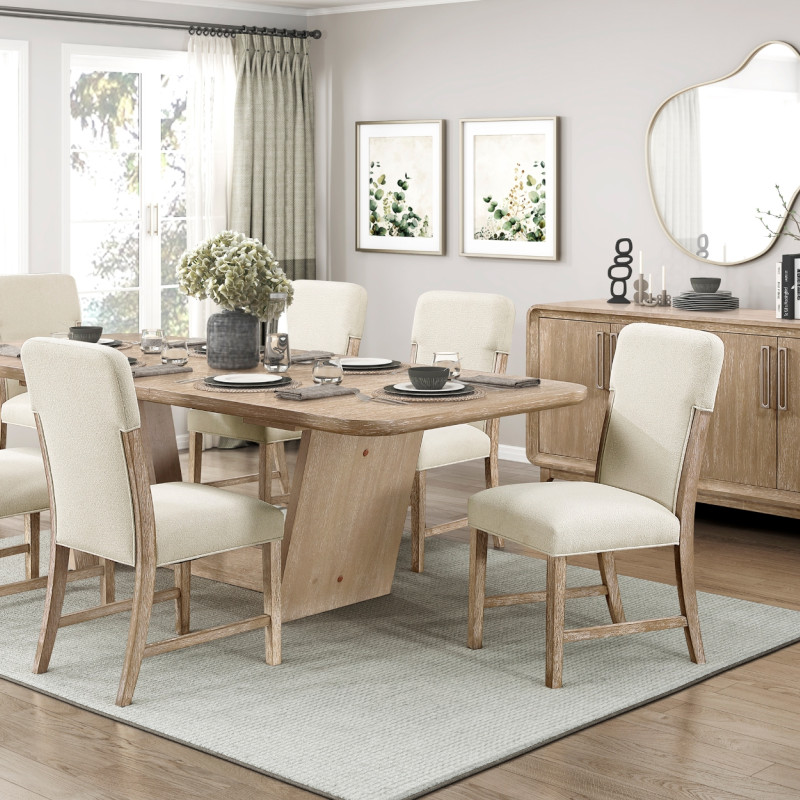 2350-94*7 7PC SETS Dining Table + 6 Side Chair