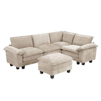 8450TPE*53ACCR 5-Piece Modular Sectional with Ottoman