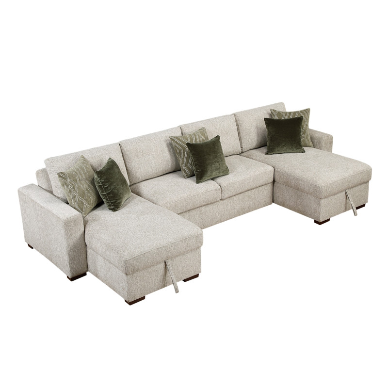 8548*42VC2AA 3-Piece Sectional with Reversible Chaises and Hidden Storage