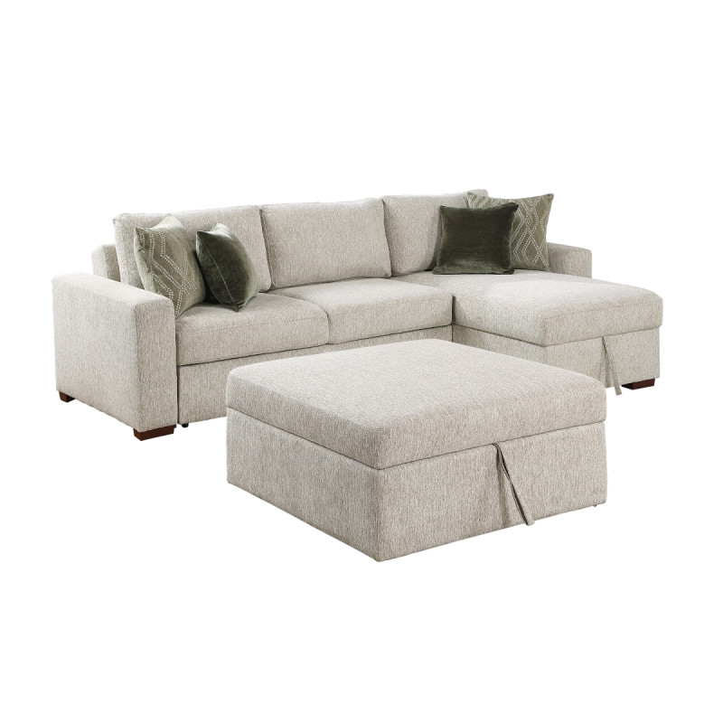 8548*4VC2AAOT 3-Piece Sectional with Reversible Chaise, Hidden Storage and Ottoman
